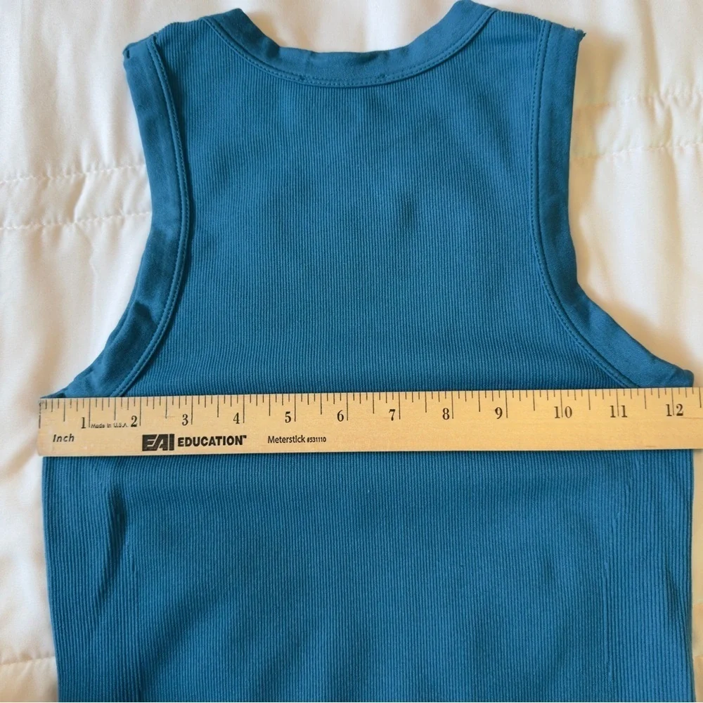 Happily Grey Women's Sleeveless Ribbed Crew Neck Bodysuit Teal Size M/L